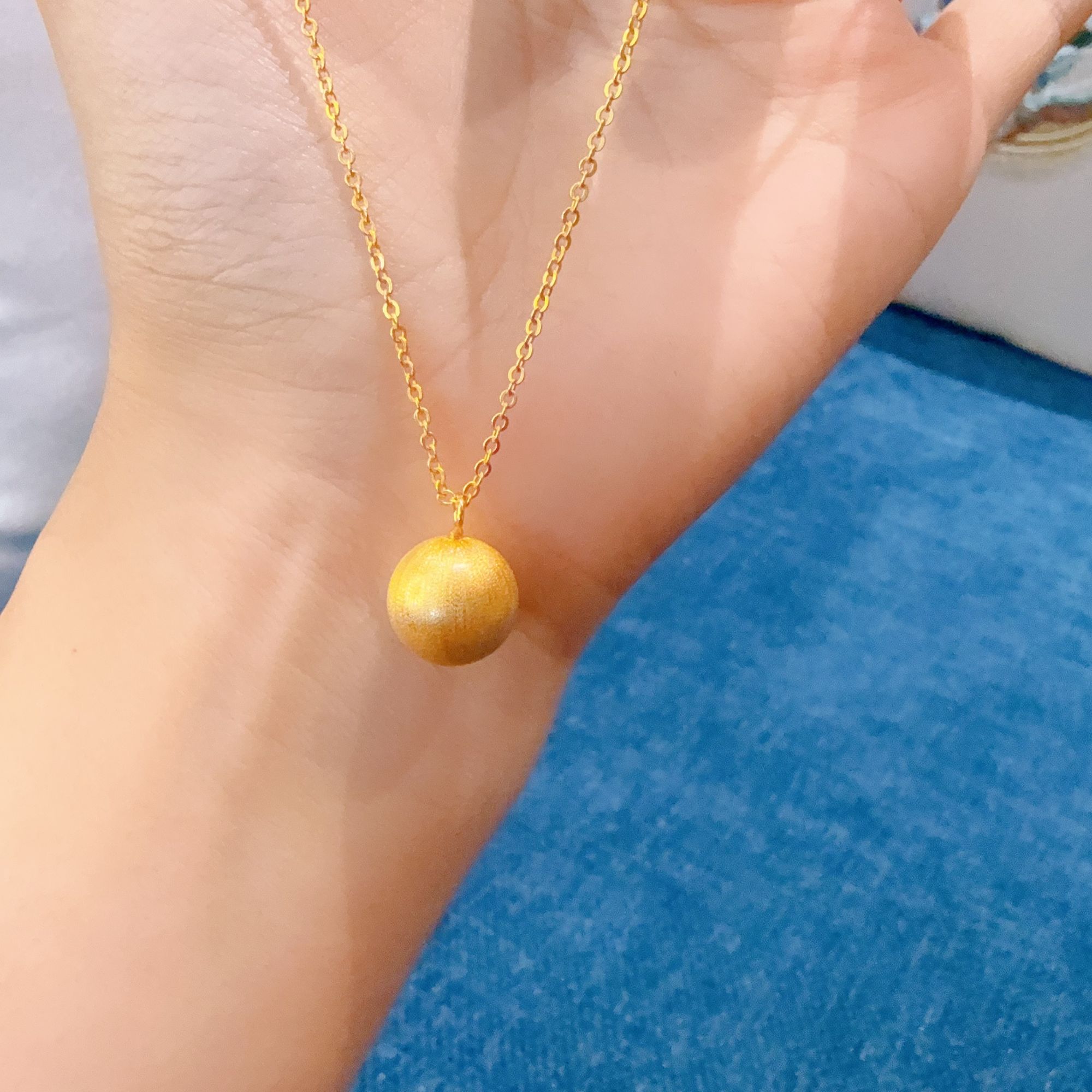 铜吊坠 瑞启金太阳专属【XL004】镀24K真金手工拉丝球项链吊坠