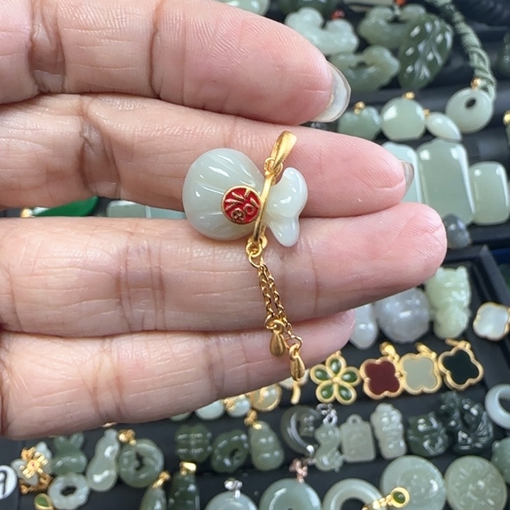 和田玉银S925镶嵌吊坠(不含链)