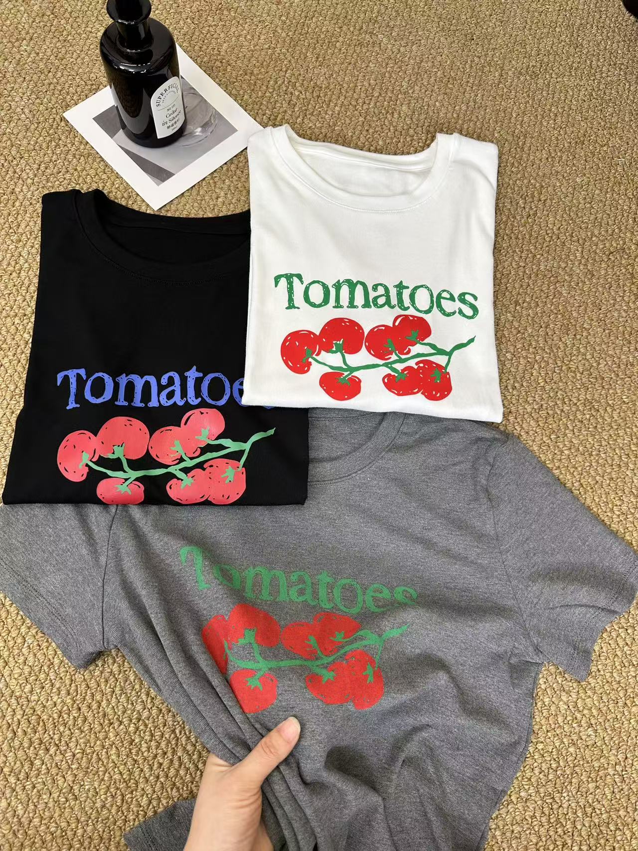 深圳南油白桃美美 美式番茄印花高级百搭时尚夏季新款短袖A2536