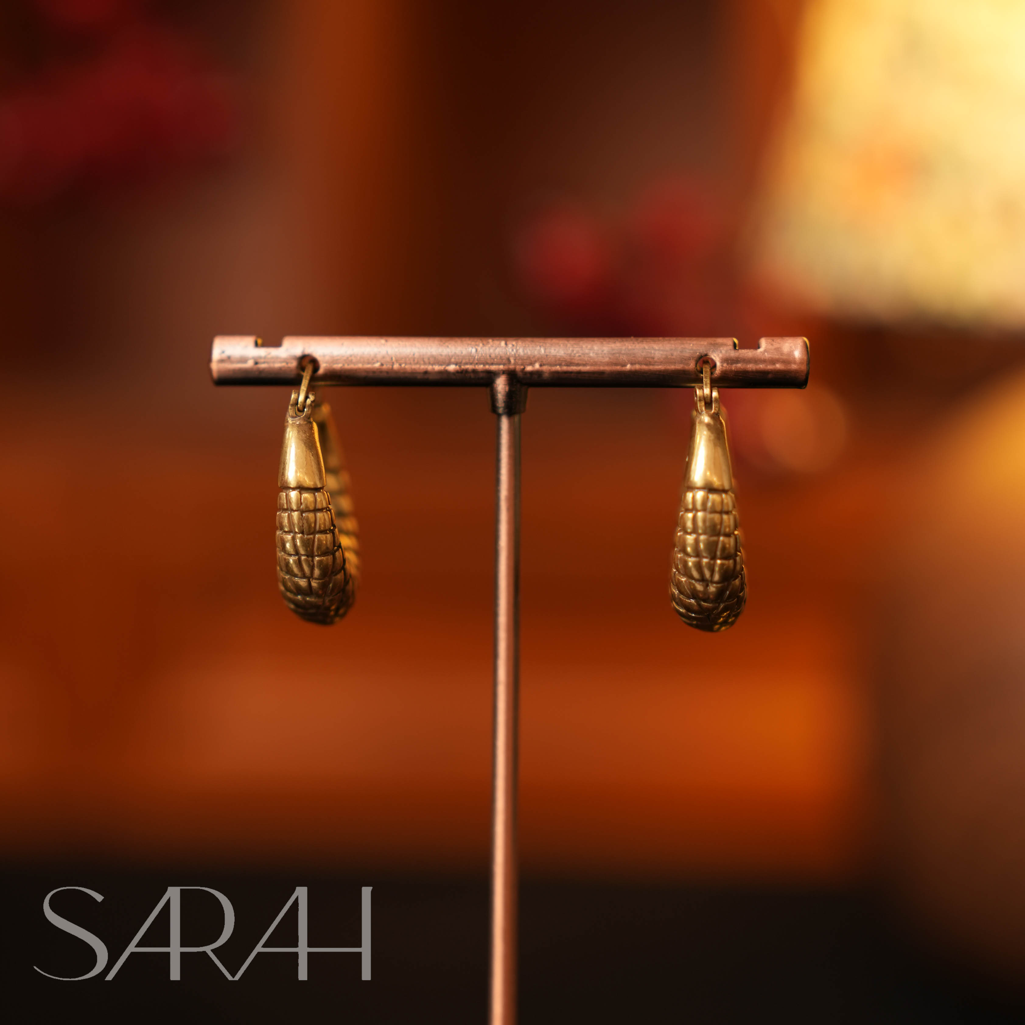 铜合金耳饰 DearLisa.精工系列 复古素金圆形编织圈 简约耳圈