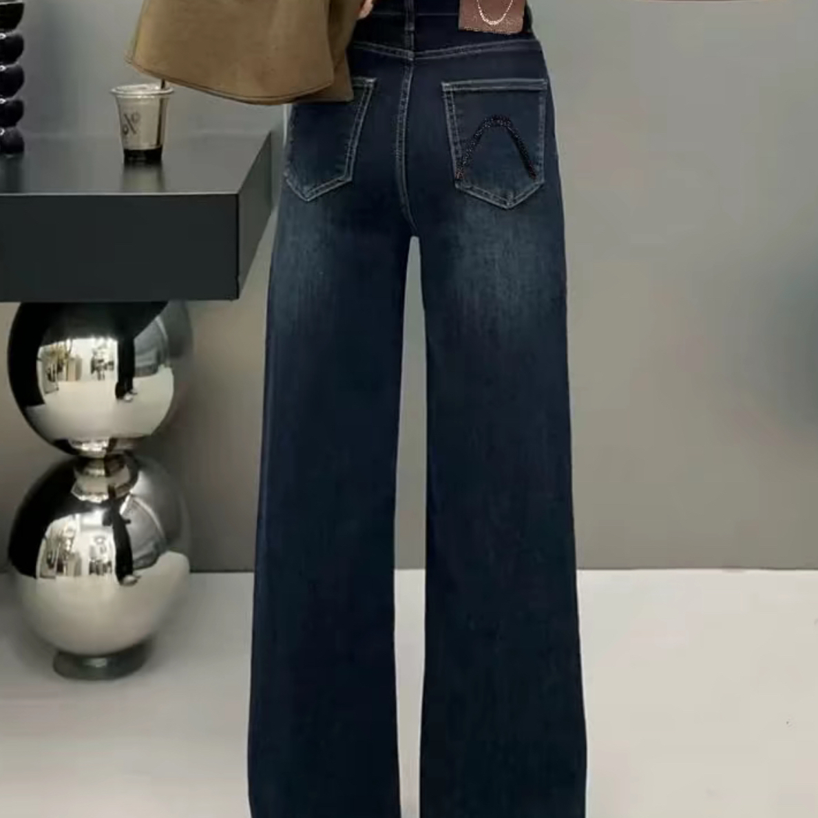 1118小个子 加绒洋气欧货显瘦直筒堆堆裤