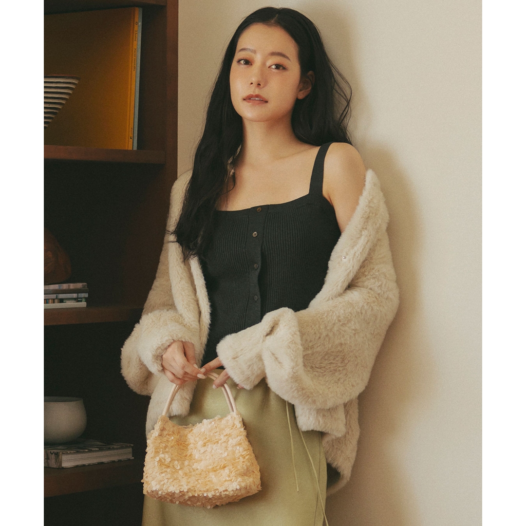 【Montendre】 秋冬新款 P 时尚洋气显瘦双面羽毛针织蓬松开衫毛衣