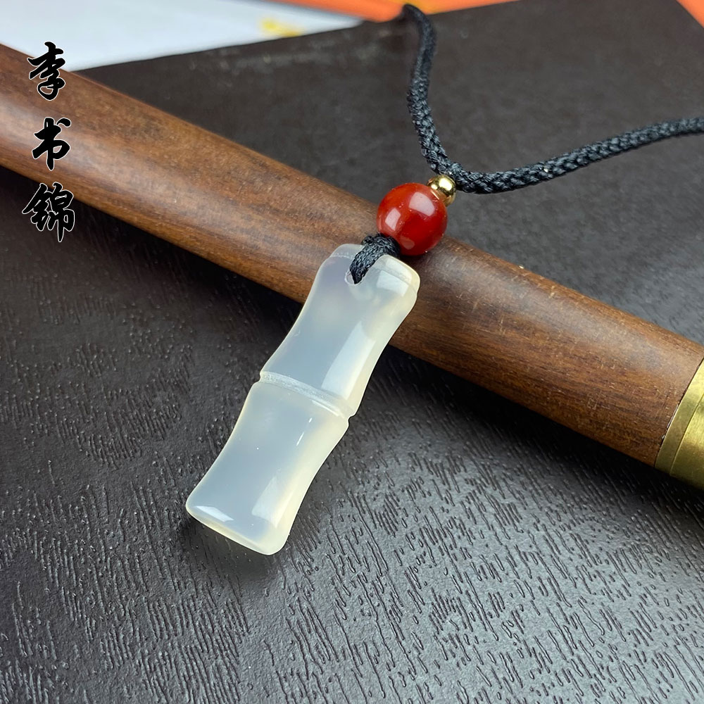 李书锦宝石光泽玛瑙竹节 吊坠A1182779 单个 多样性发货