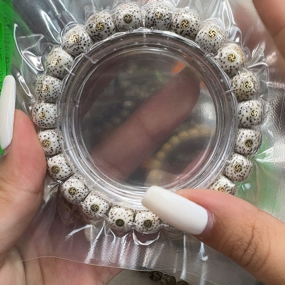 星月菩提手串38傲世白星月菩提镶嵌10桶单圈