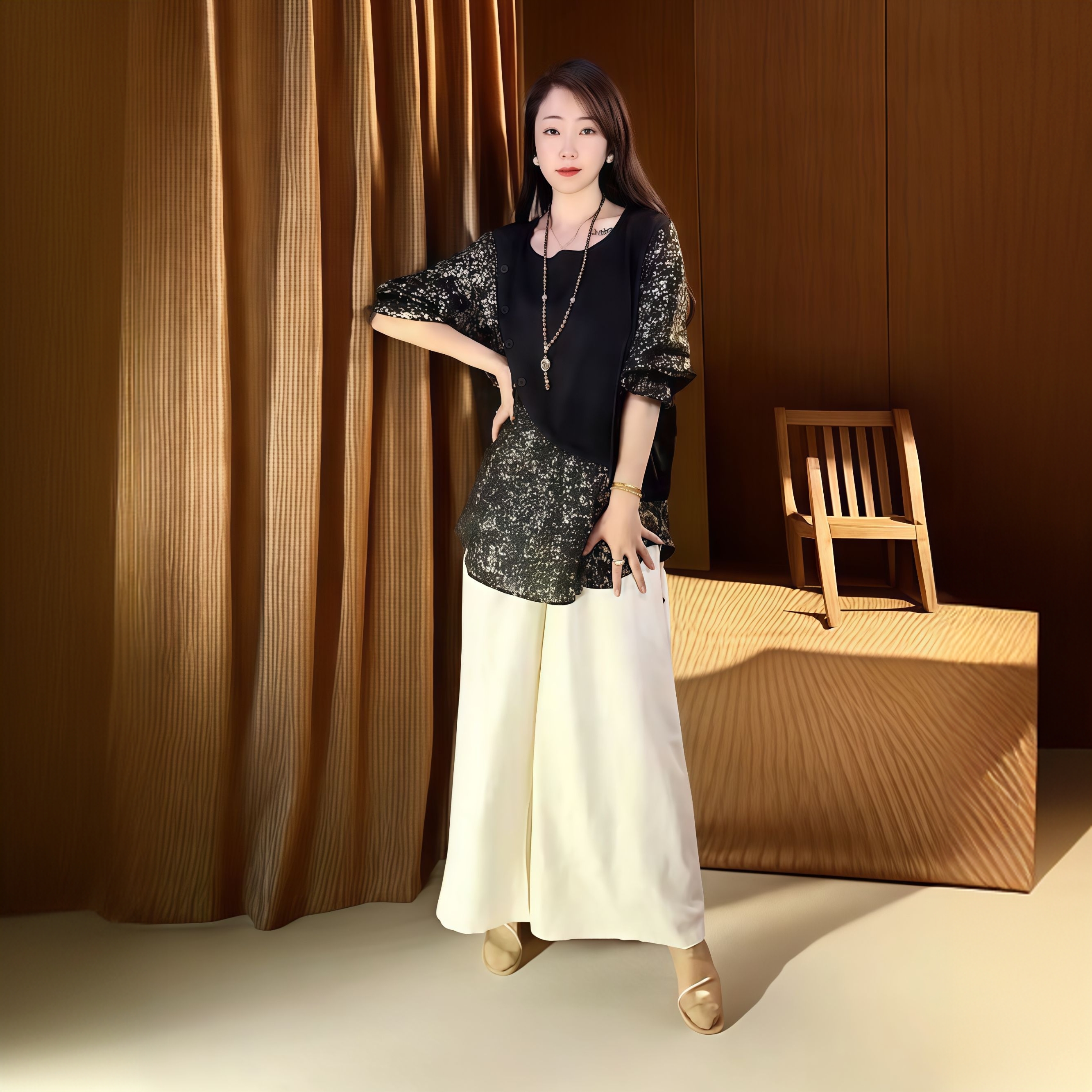 气质时尚休闲夏季宽松洋气百搭减龄轻奢上衣A420