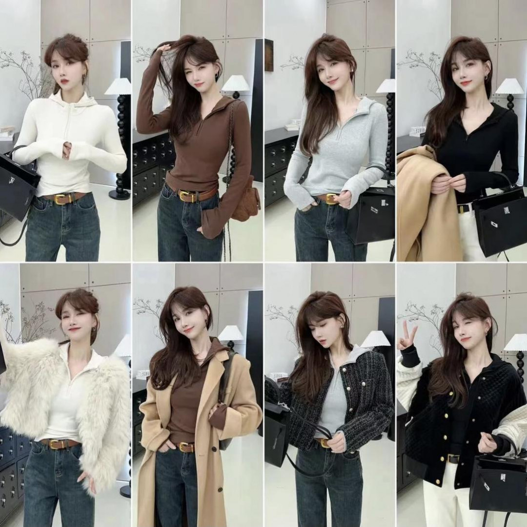 设计感拉链修身百搭连帽卫衣2025美式街头T恤女秋冬季打底衫内搭