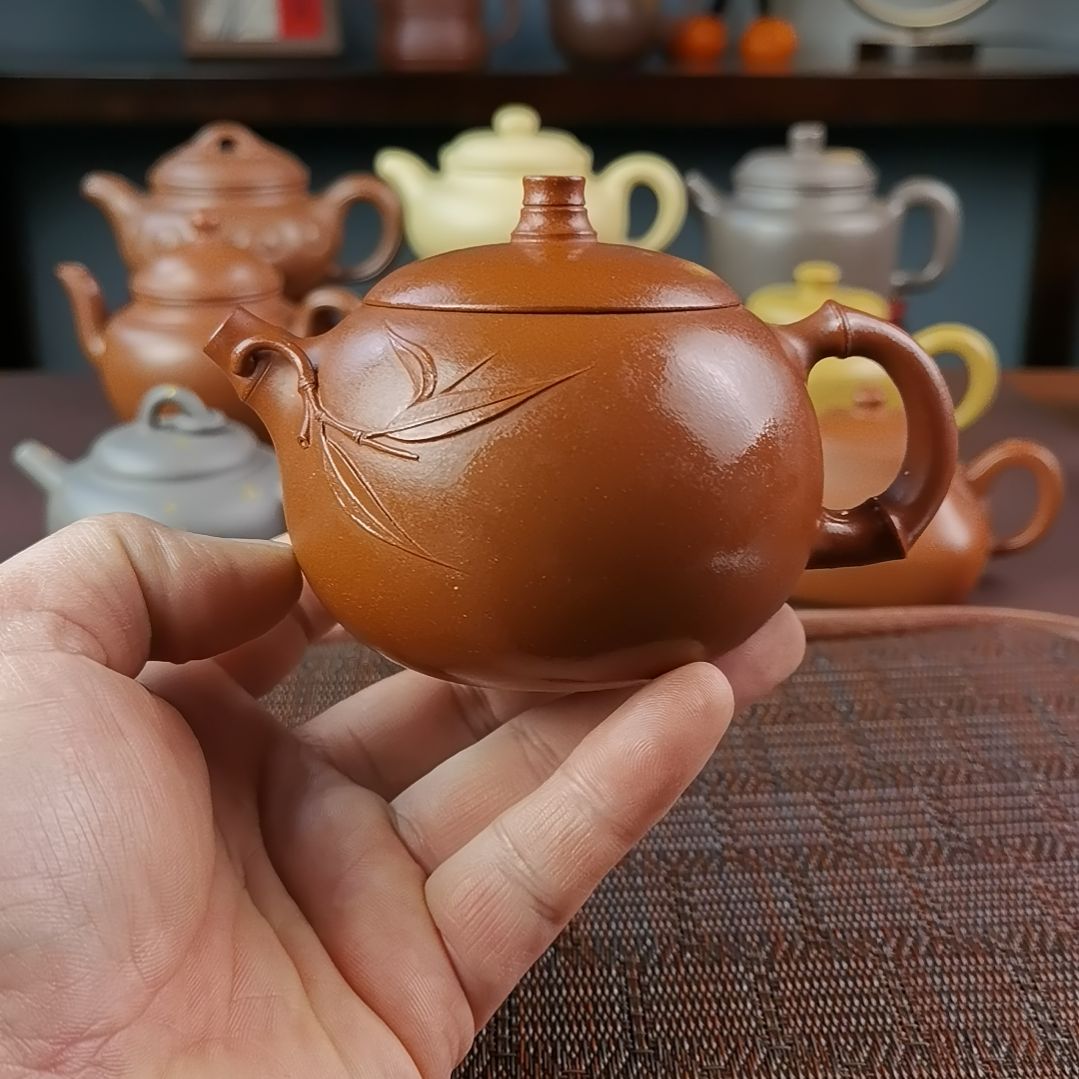 紫砂茶壶小红泥竹节西施250CC国工