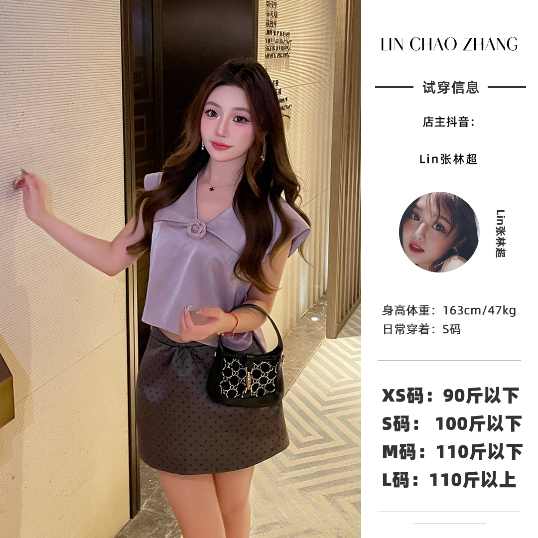 【山茶花】LB240092  手工千层花朵上衣 LK240252 波点裙裤