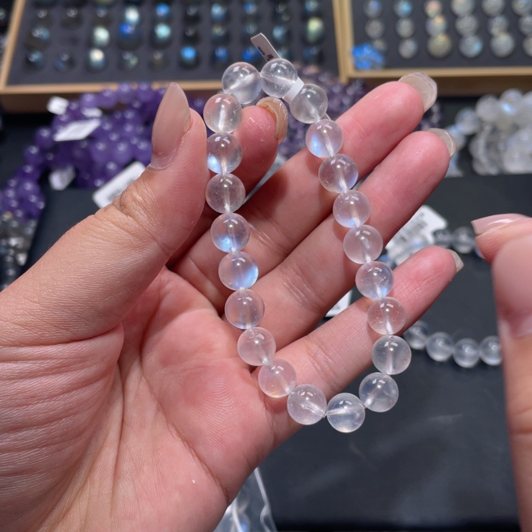 L****手链未镶嵌长石蓝月光手链9mm