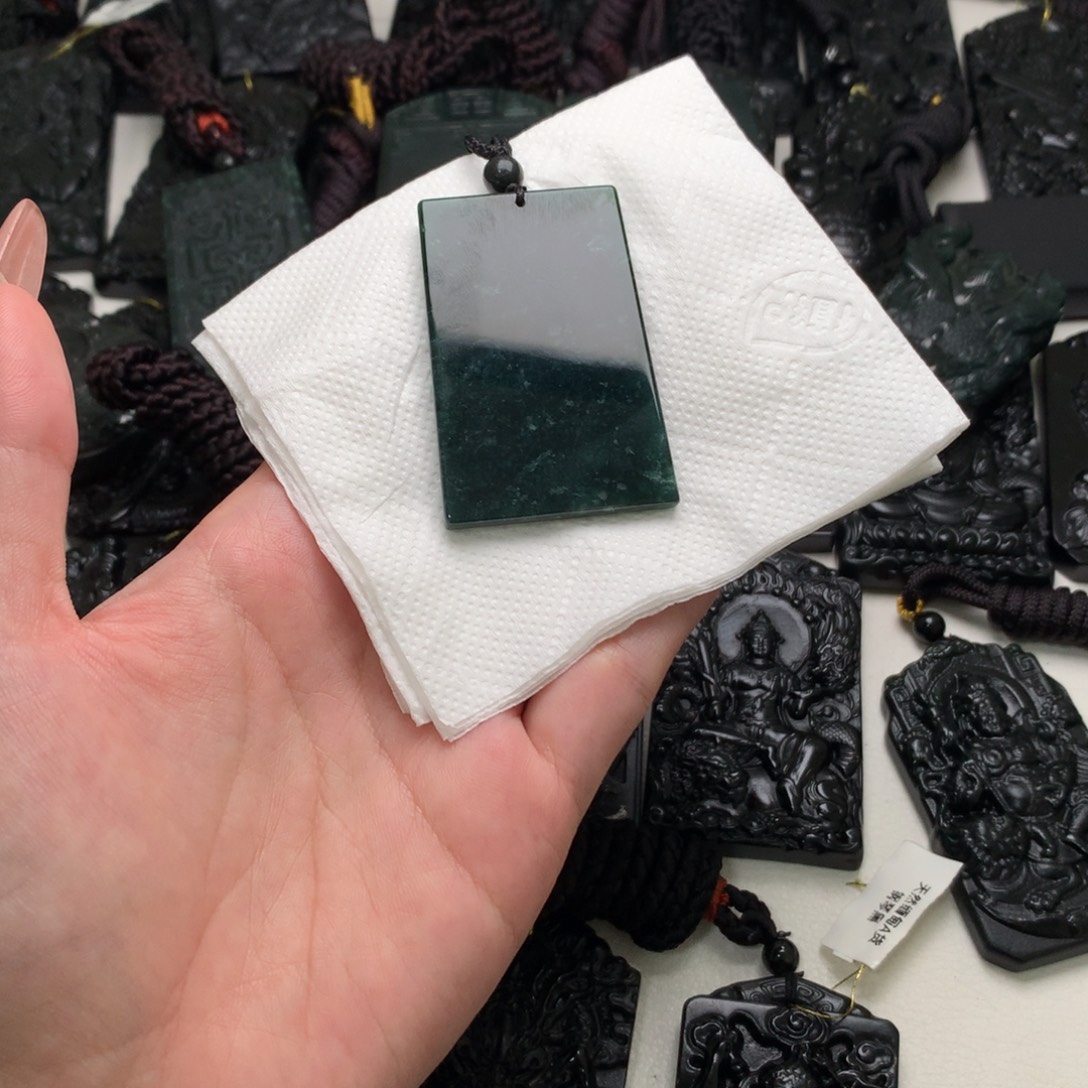 翡翠未镶嵌挂件天然缅甸a货钢琴黑挂件