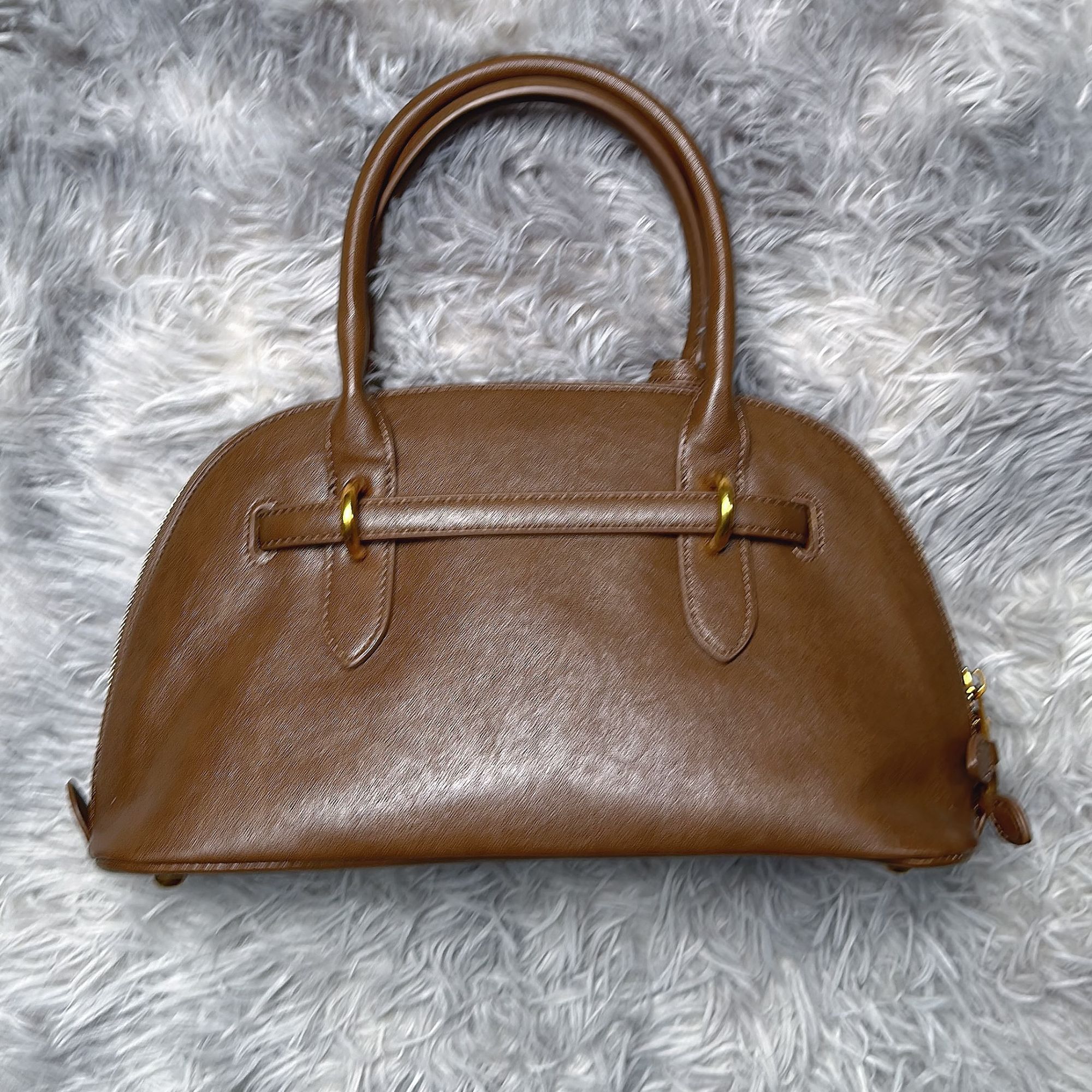 手工时尚百搭真皮女包贝壳棕色 0333