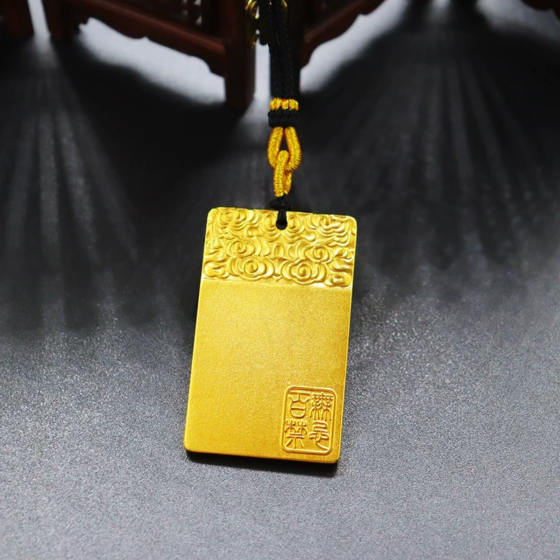 吊坠足银 足银祥云无事牌吊坠女款男士时尚双面古法实心