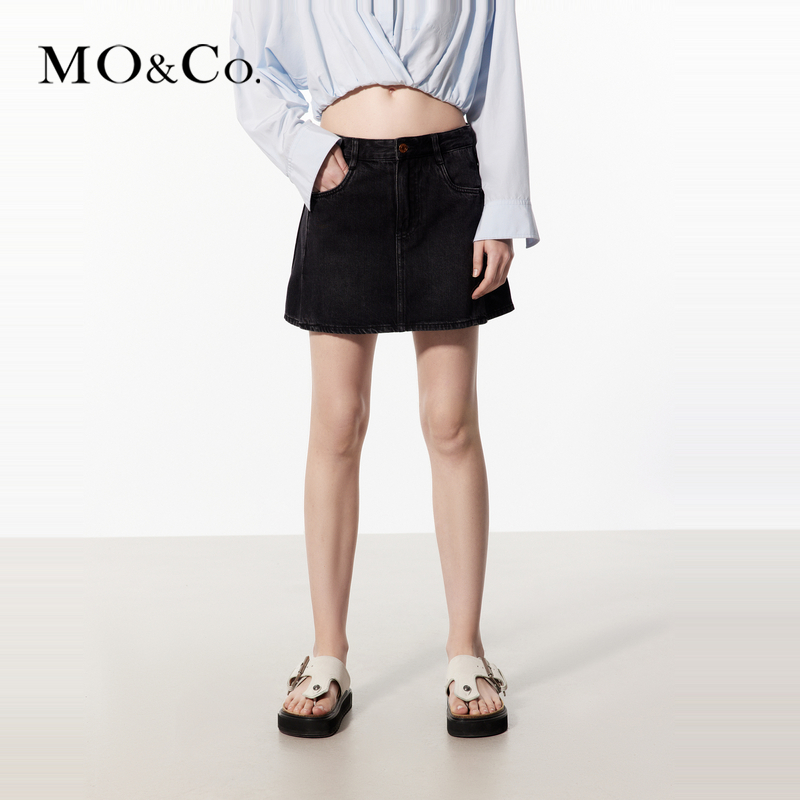 【赵老板专属】MOCO金扣饰A字牛仔裙半身裙MBC2SKTT21