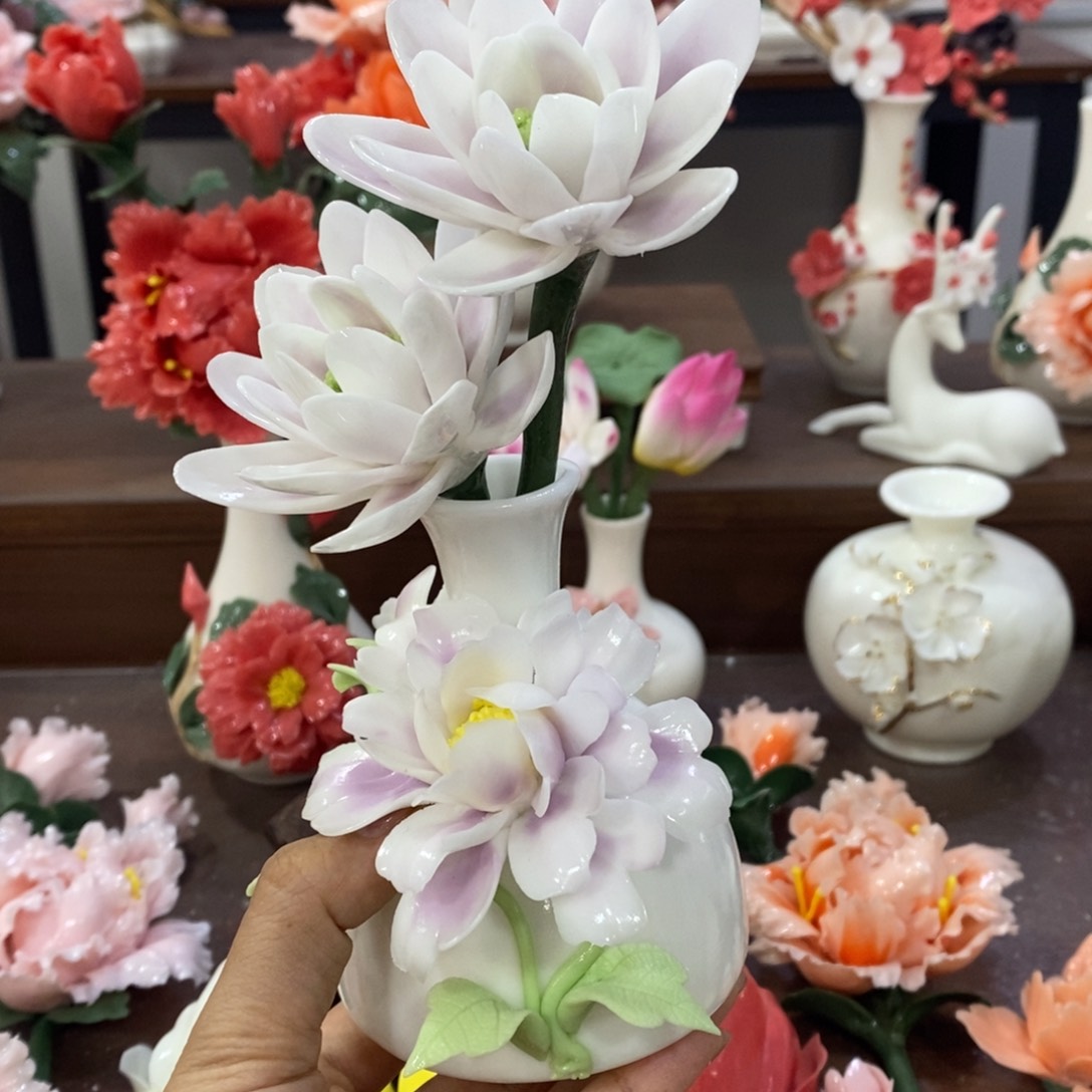 摆件陶瓷手工花摆件