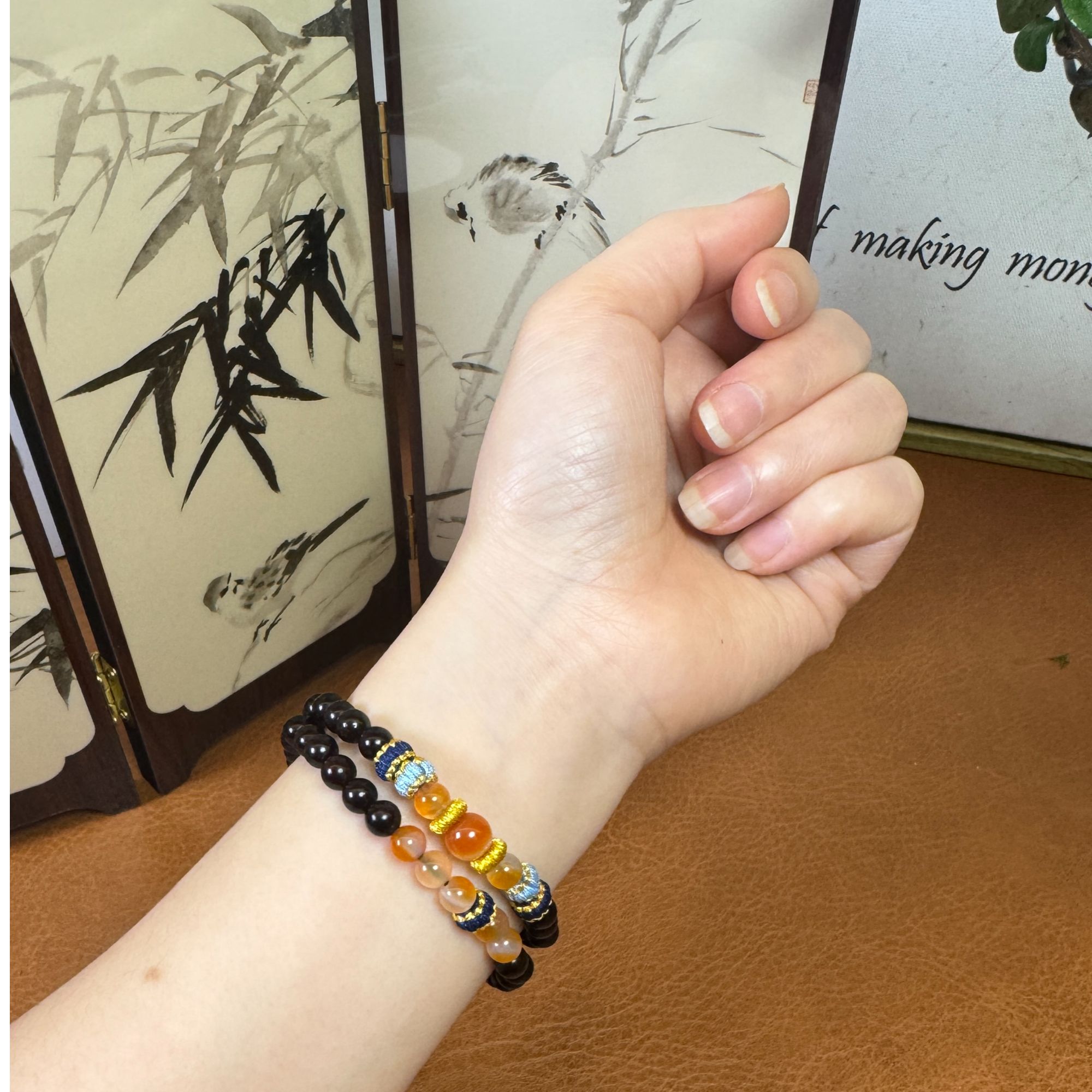 民族风小叶紫檀双圈