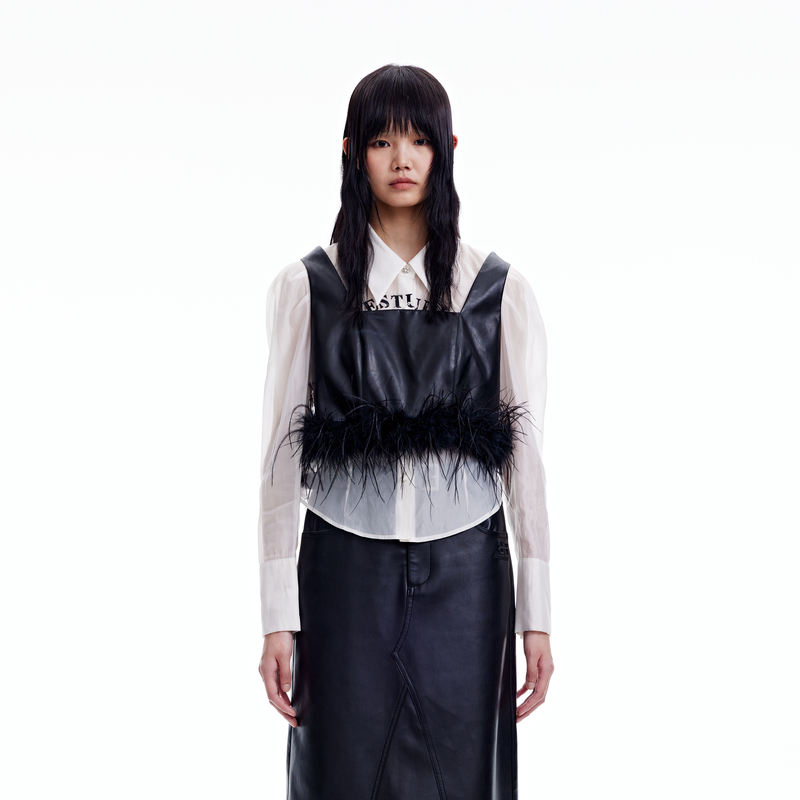 【赵老板专属】REVAN芮范甜酷可卸羽毛背心衬衫RN90901033