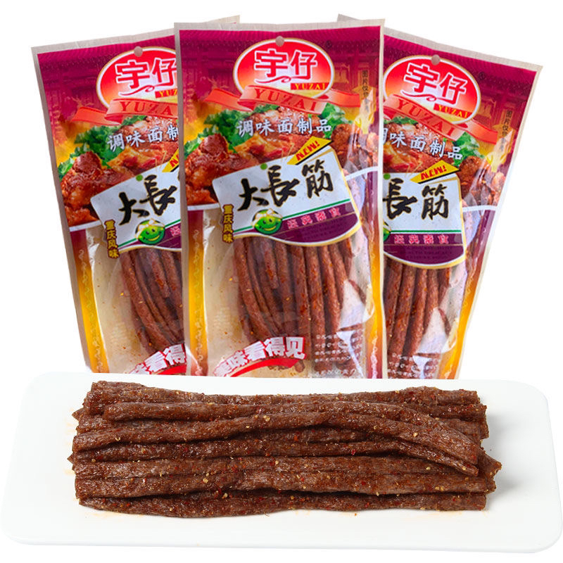 君仔火爆鸡筋172g宇仔大长筋辣条大长今天童年儿时怀旧麻辣零食