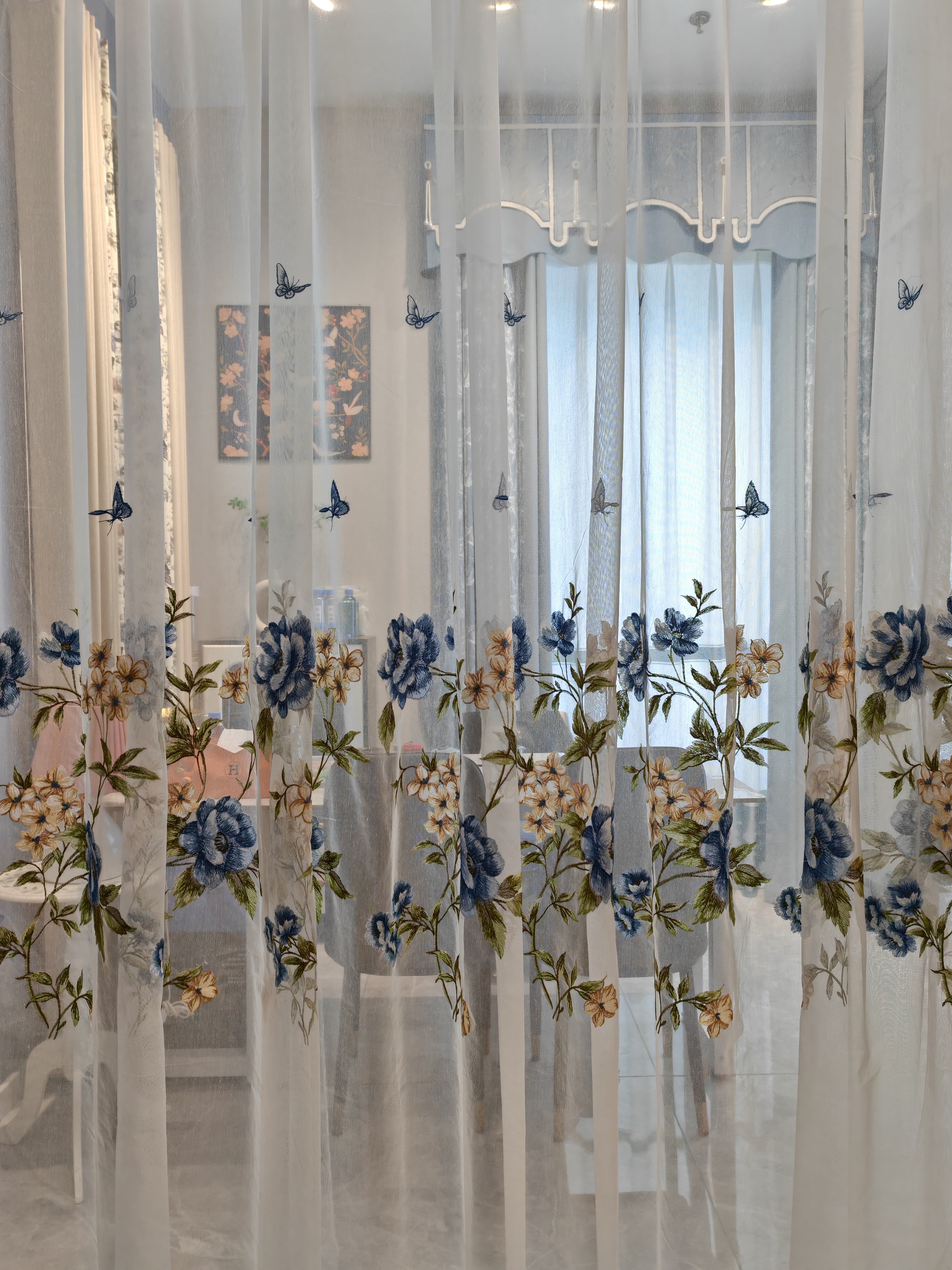 刺绣窗纱客厅窗纱卧室窗纱阳台窗纱蝶恋花