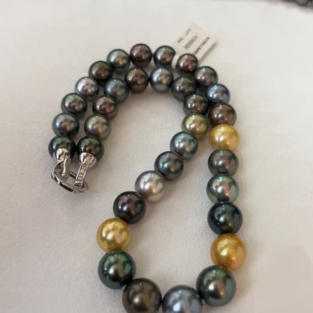 *****海水珍珠颈饰银S925镶嵌大溪地莫兰迪11-13