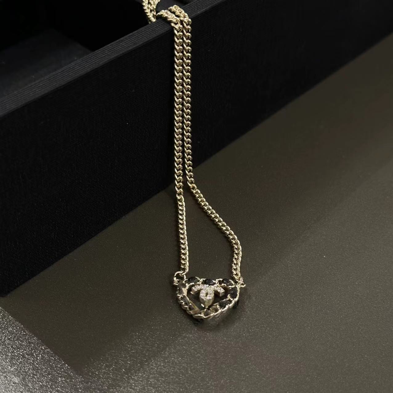 铜合金项链 爱心编织镂空项链-90995