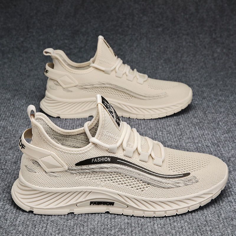 欧伦啄木鸟2025夏季男鞋新款飞织透气网面防滑软底轻便休闲潮鞋