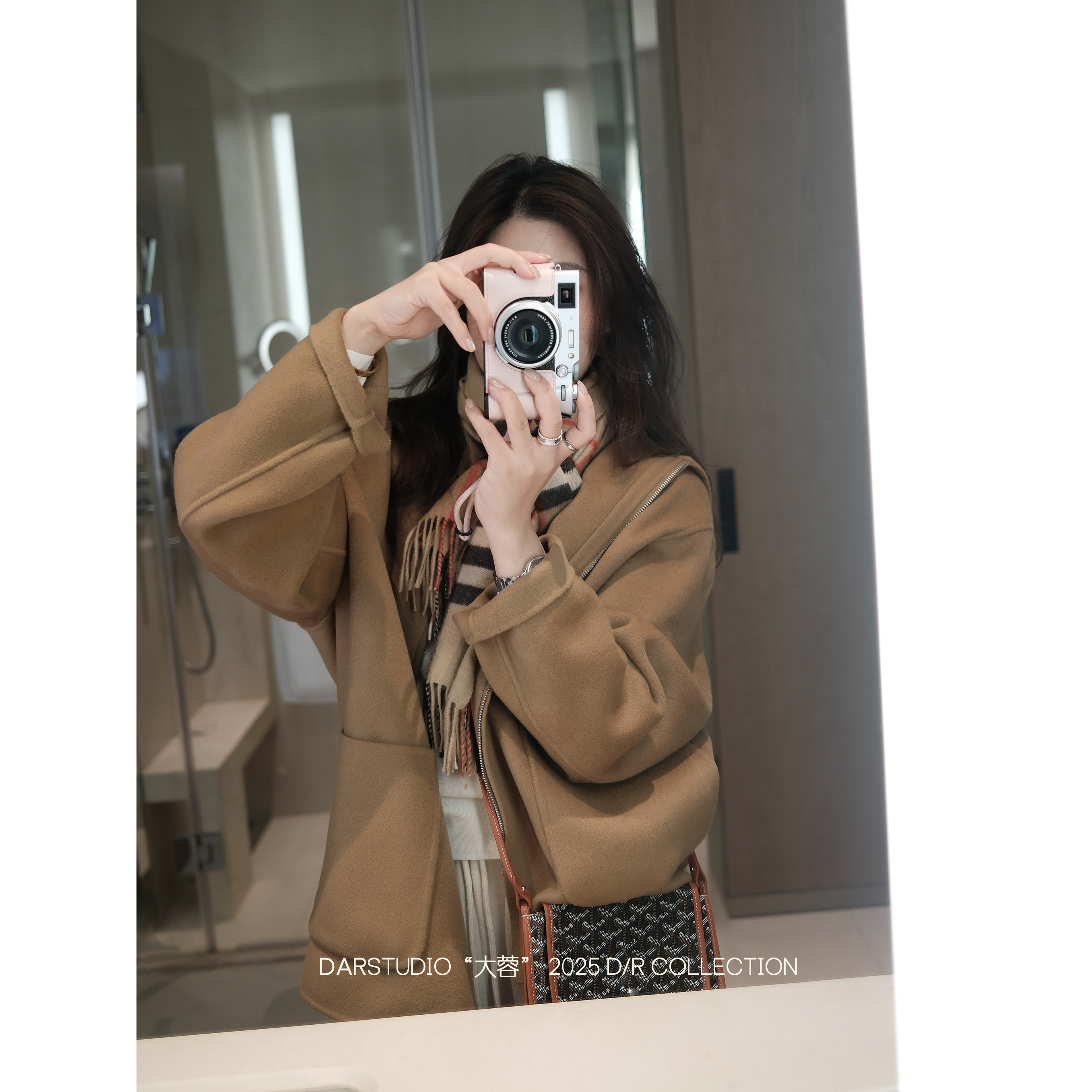 DAR STUDIO 【巴黎旧刊】100绵羊毛冬季新款拉链连帽时尚大衣外套