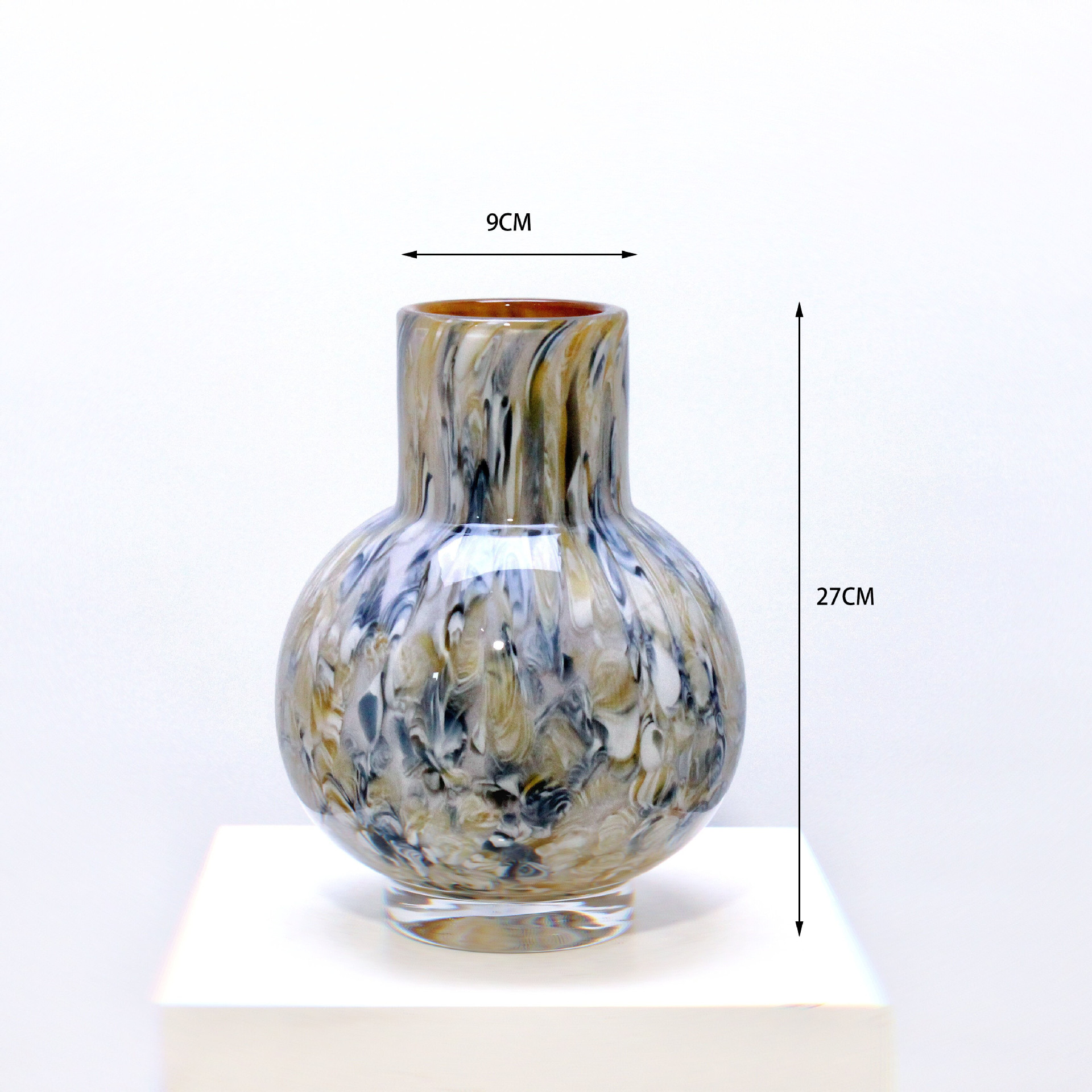 中古风极简水墨风沙画琉璃花瓶玻璃高级感陶瓷大小ins风青花瓷