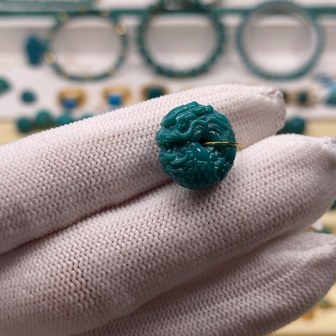 绿松石未镶嵌珠宝奇石龙扣15mm