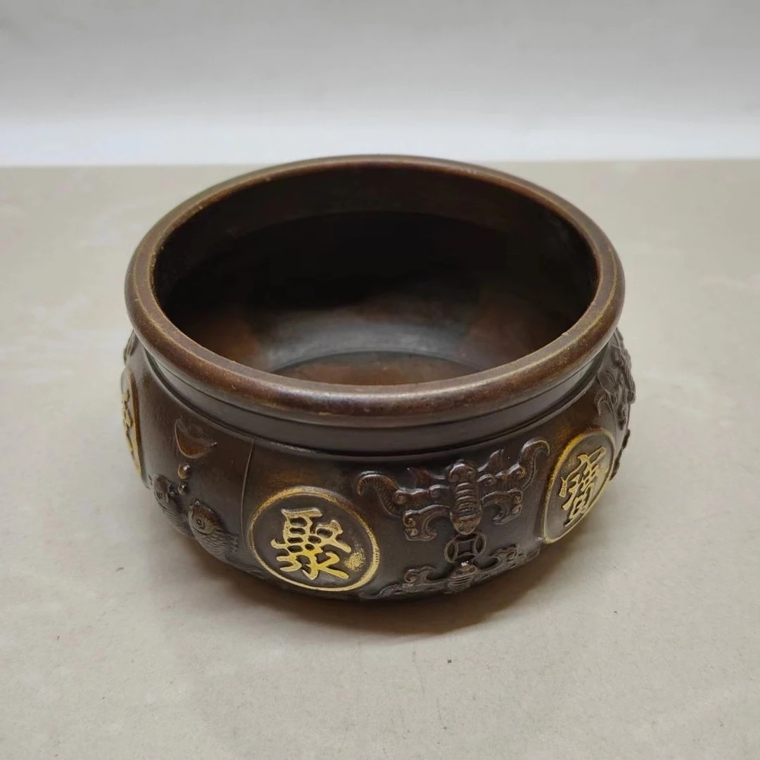 精美铜聚米盆摆件