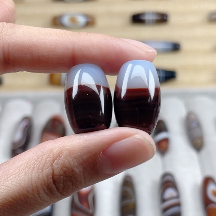 玛瑙/玉髓珠宝半成品未镶嵌一对