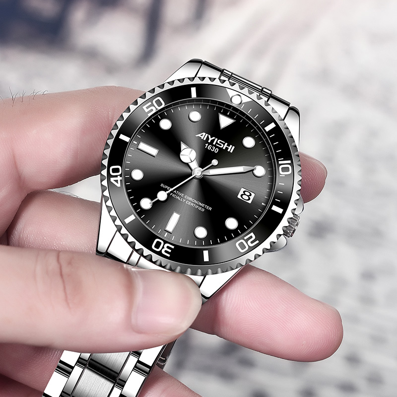 瑞士注册品牌AIYISHI爱依士黑水鬼手表男款防水手表-1630-SPK