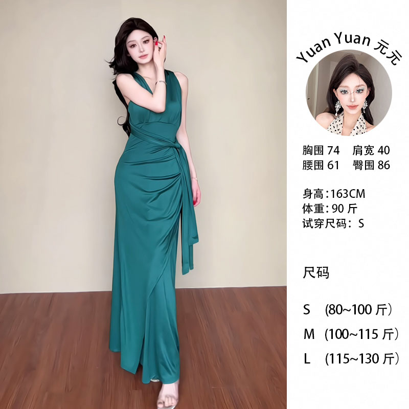 F8/C089 1126【Yy】法式高级感名媛收腰连衣裙纯欲风多种穿法长裙女