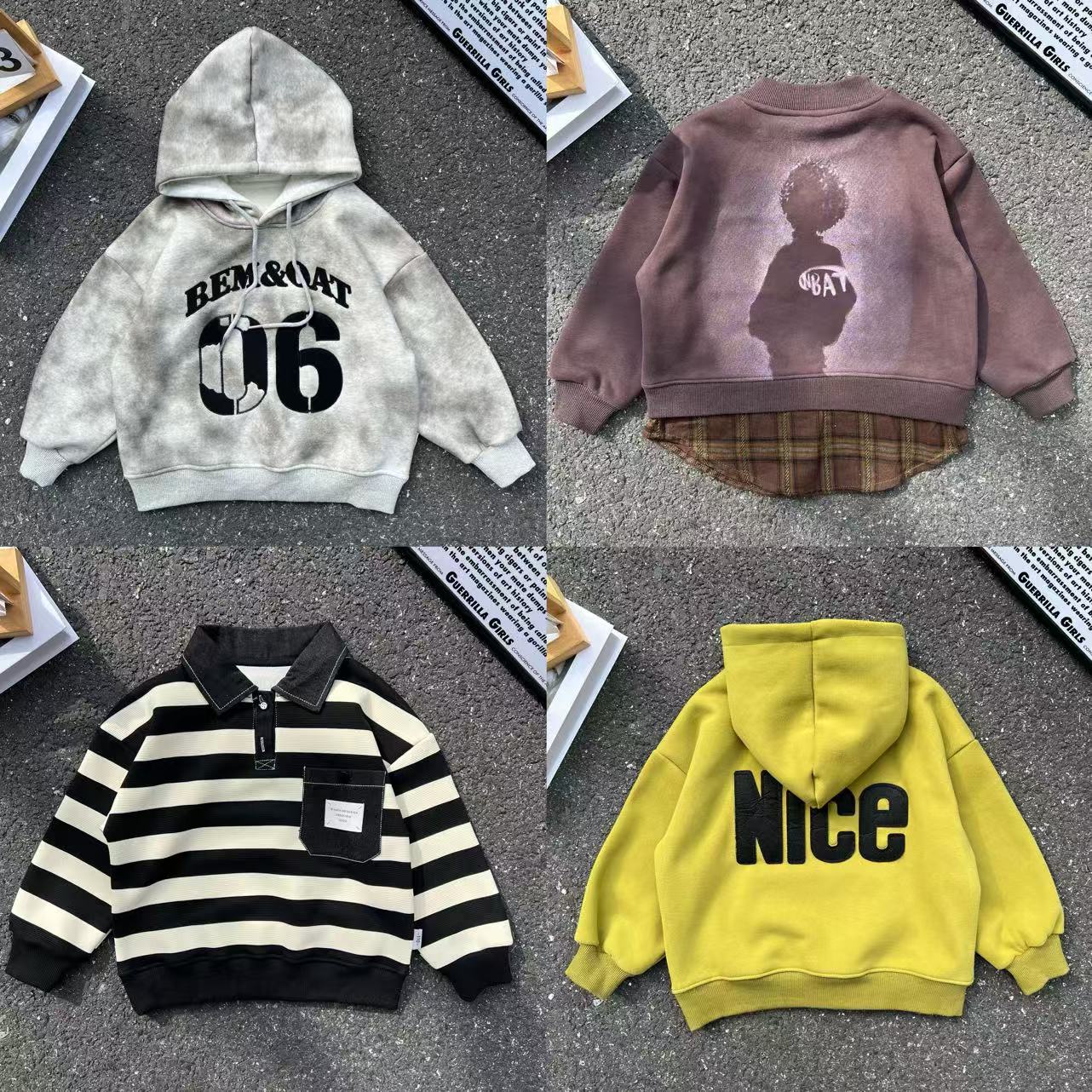 【单件链接】 儿童秋冬韩版休闲潮酷百搭长袖加绒卫衣裤子中大童男