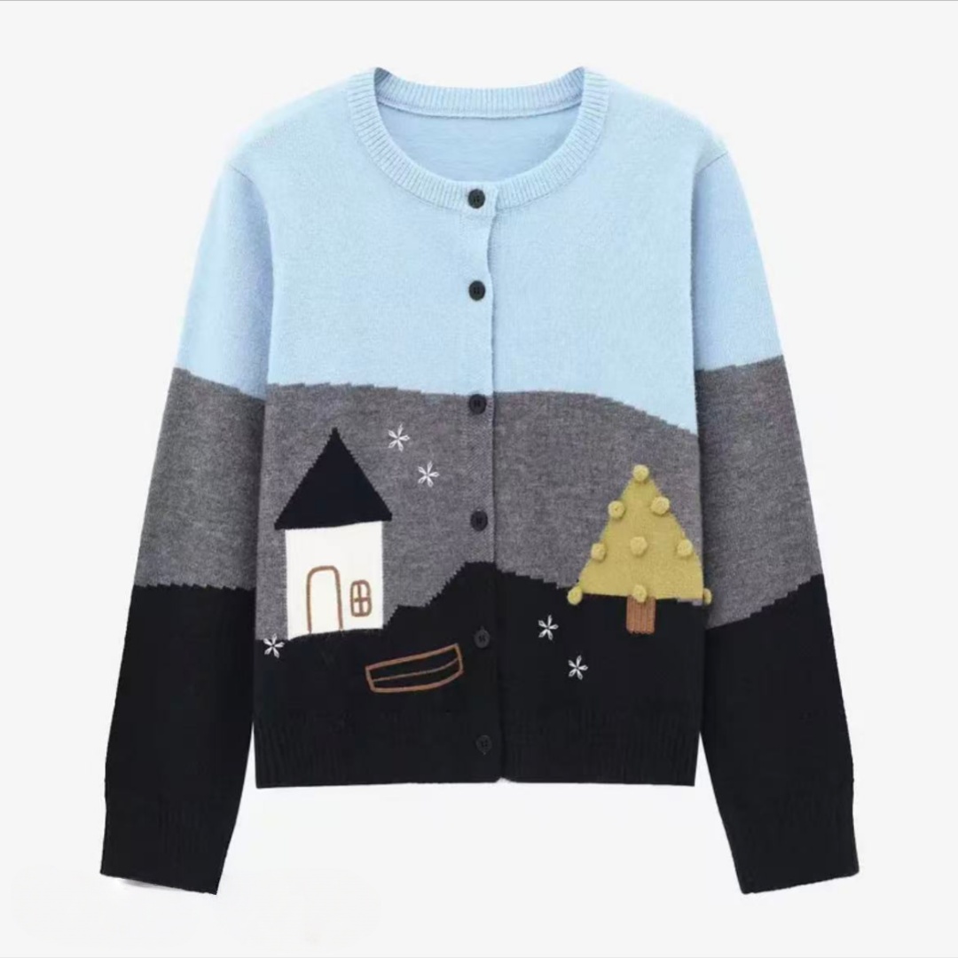 "童话镇'新款高级显瘦百搭针织衫开衫上衣女6859