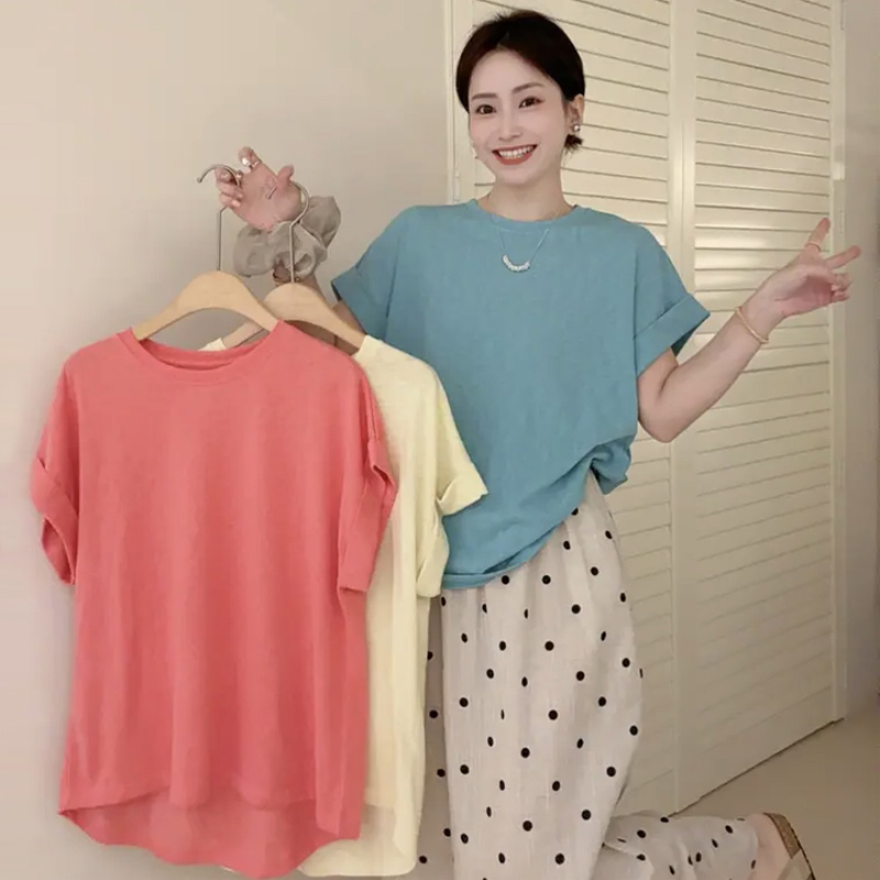 孕妇两件套夏季清凉舒适洋气套装显瘦韩系百搭休闲上衣波点半身裙