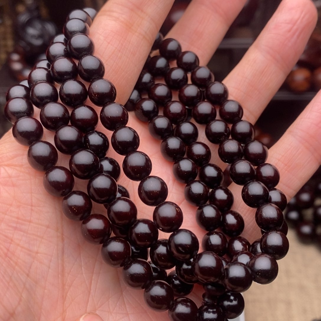 檀香紫檀（小叶紫檀）手串/手链0.8黑珍珠带金星