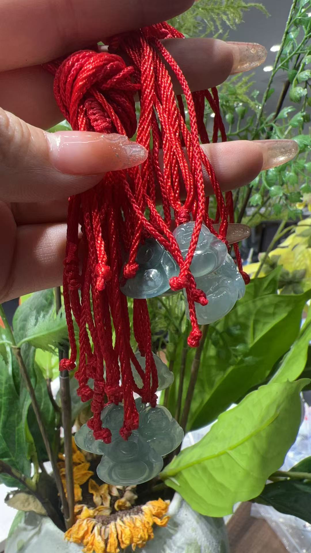 天然A货翡翠绑绳佛公