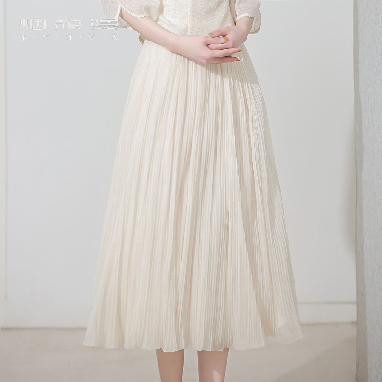 烟花烫百搭中长款半身裙 小个子时尚气质松紧腰仙女裙 帆晖