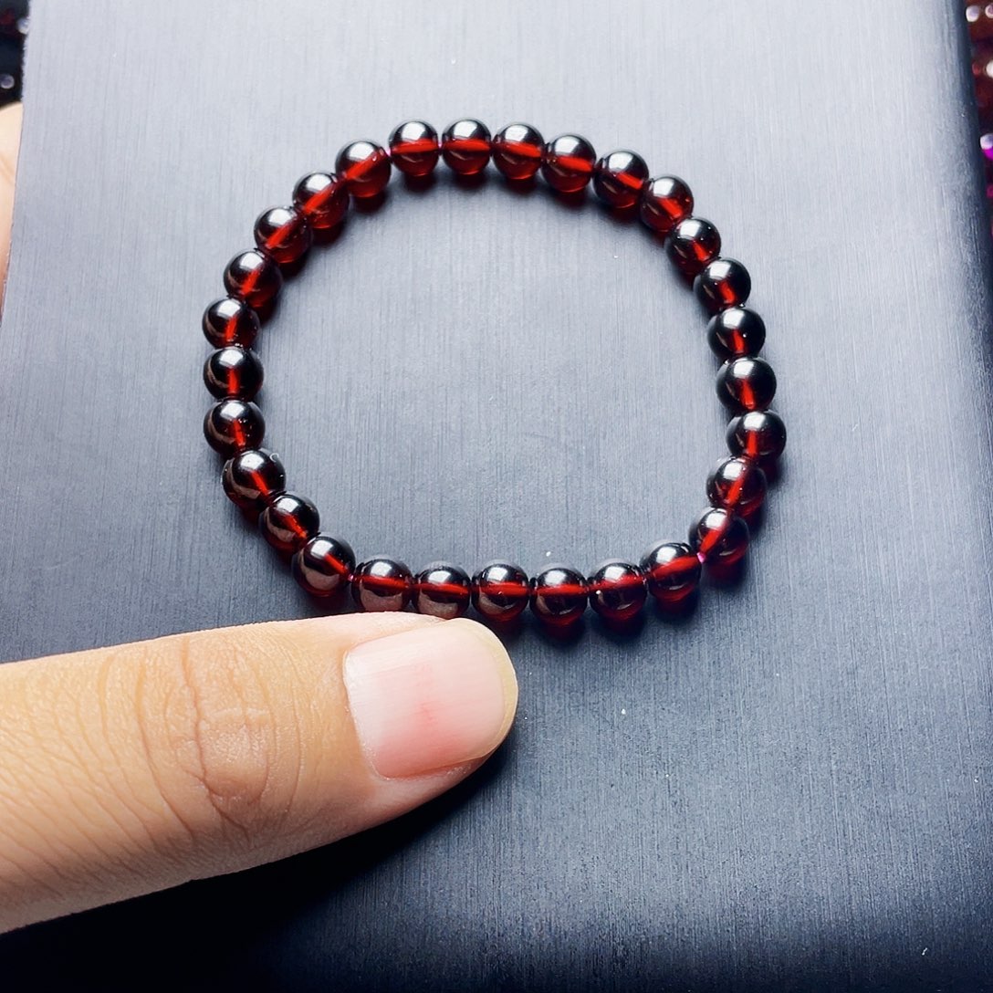 石榴石手链未镶嵌6.0MM毕业级酒红单圈天花板10A级