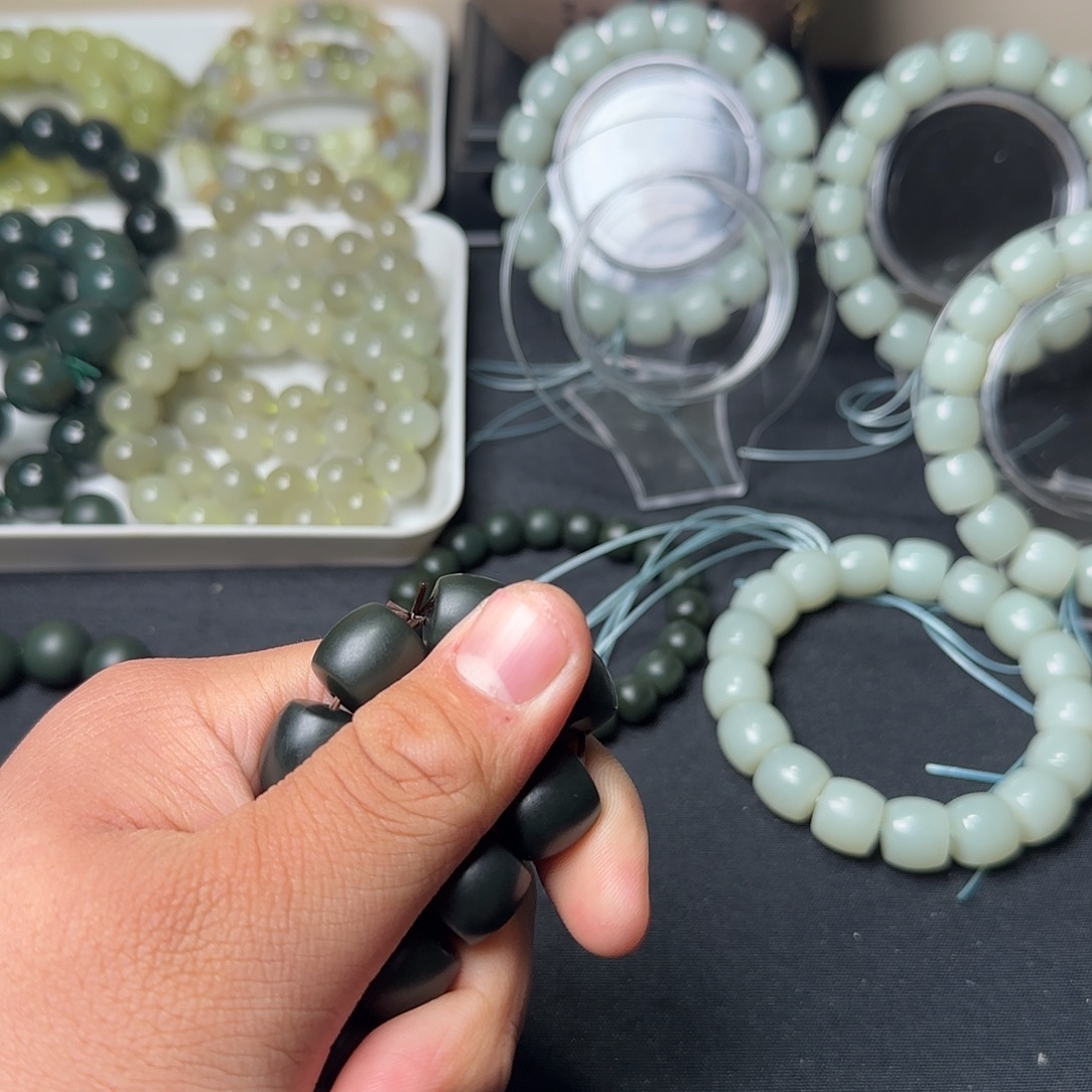 和田玉未镶嵌手串天然且末料沙枣青卡14多样性拍一发一