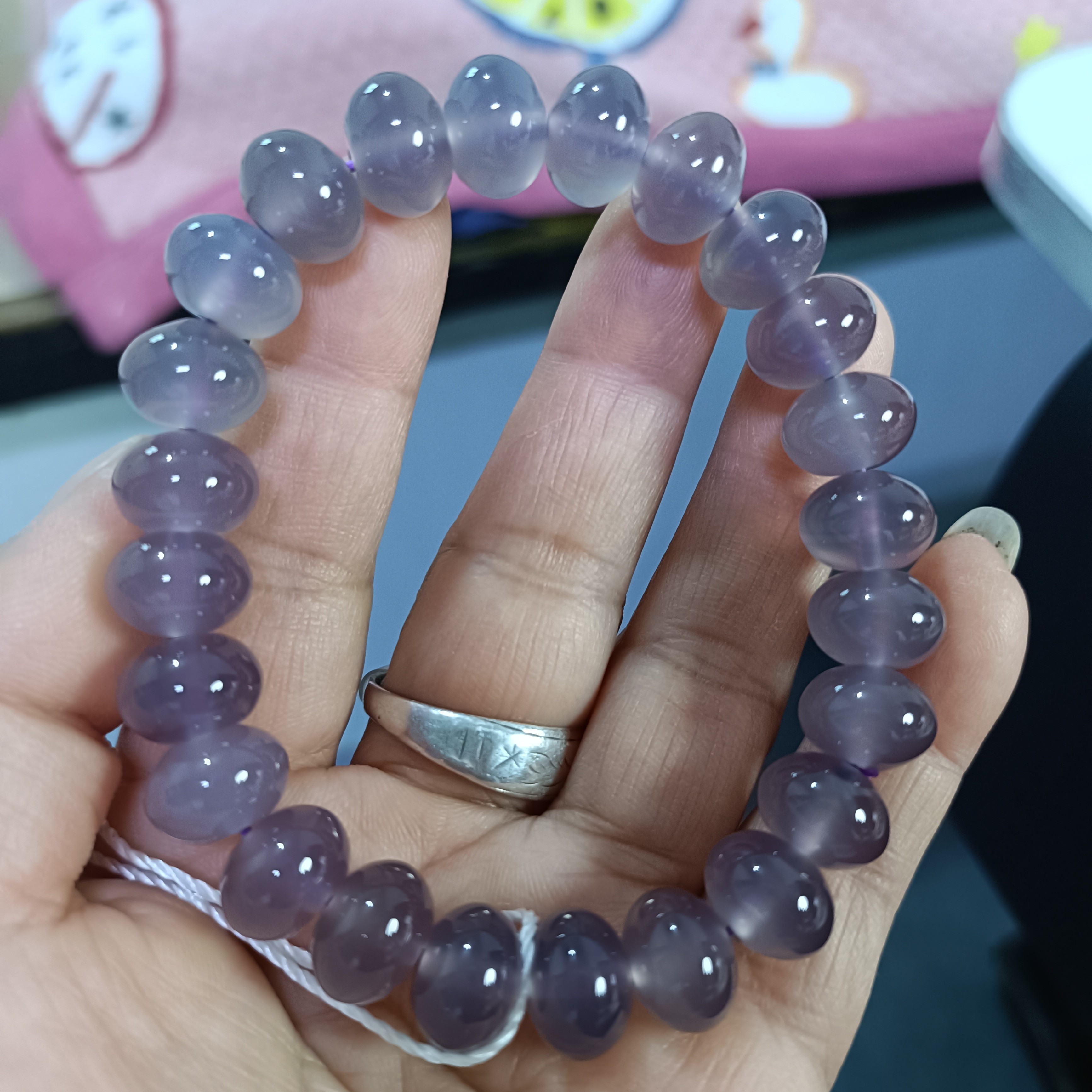 玛瑙款天然冰种紫色玉石圆珠男女款