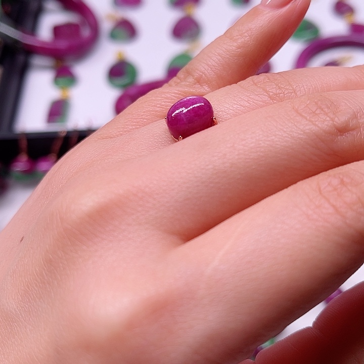 红宝石戒指银S925镶嵌