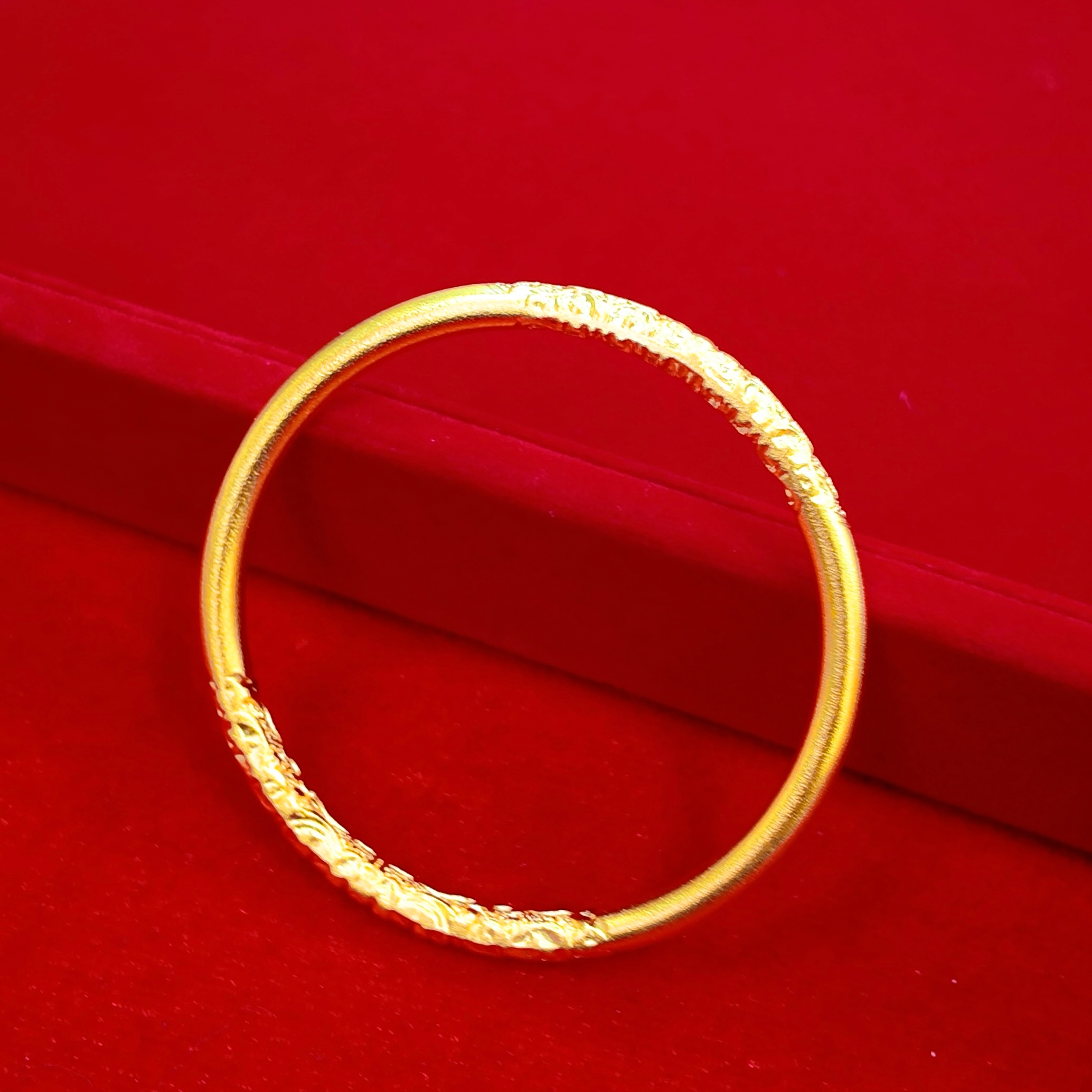 足银手镯 卷草纹金箍棒闭口实心手镯【】