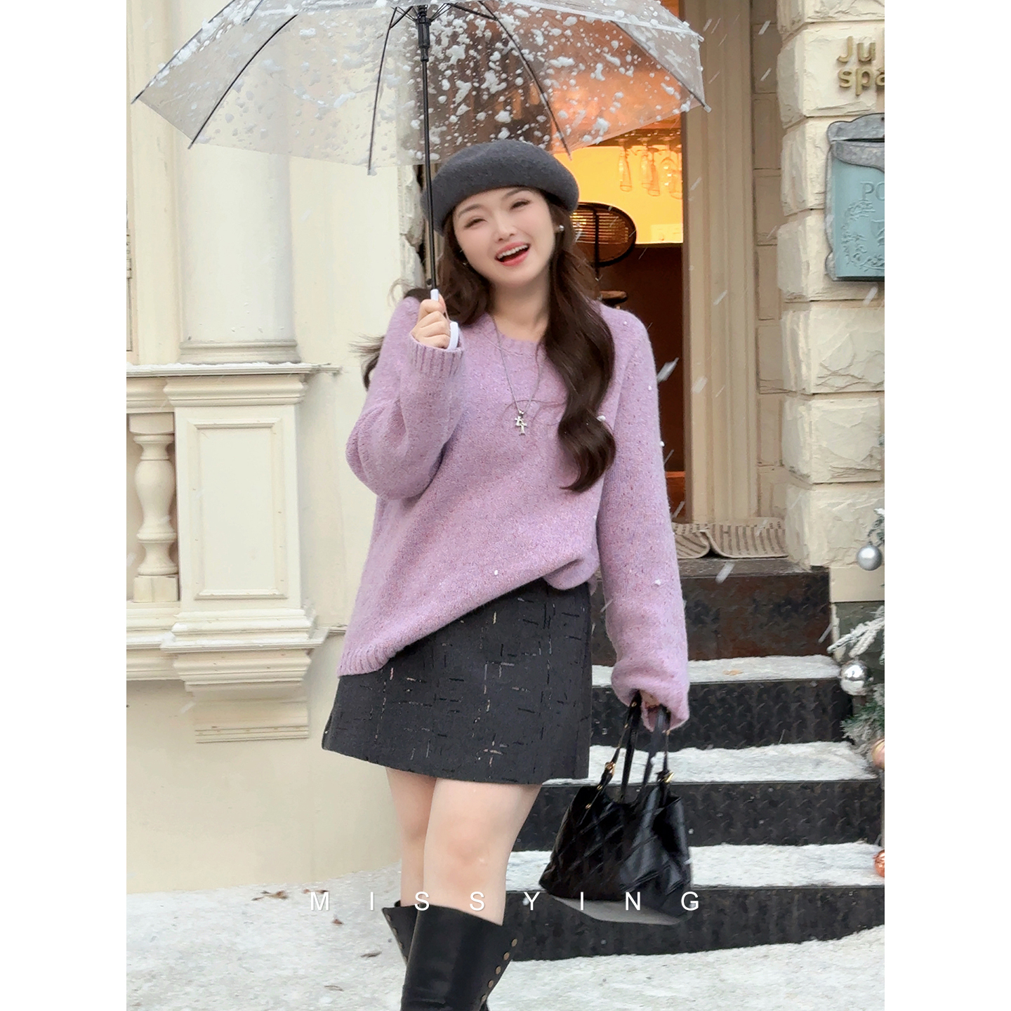 应小姐【璀璨星河】微胖大码冬季显瘦休闲气质百搭宽松亮丝针织毛衫