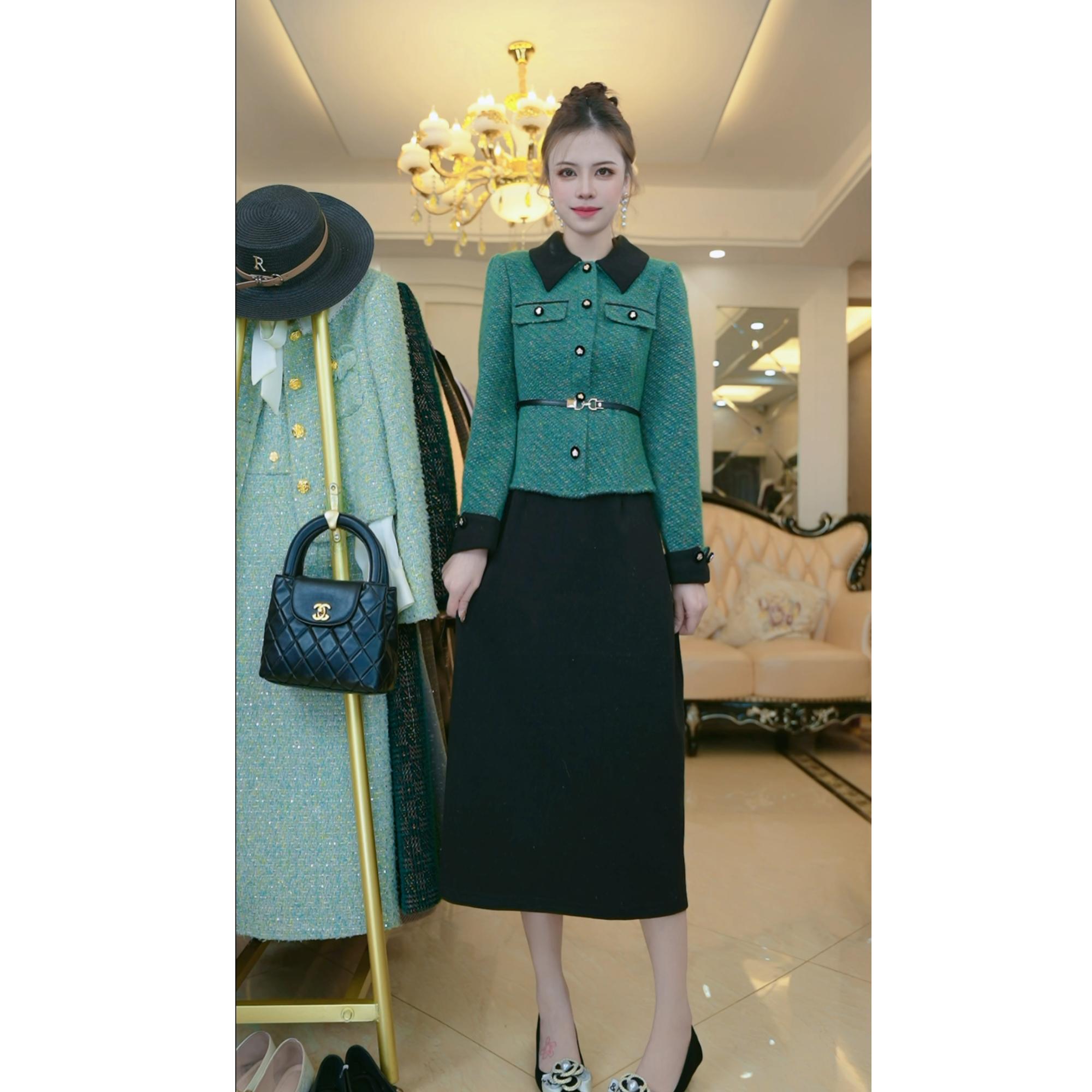 2025秋冬洋气时尚气质显瘦贵气轻奢俩件套连衣裙6150