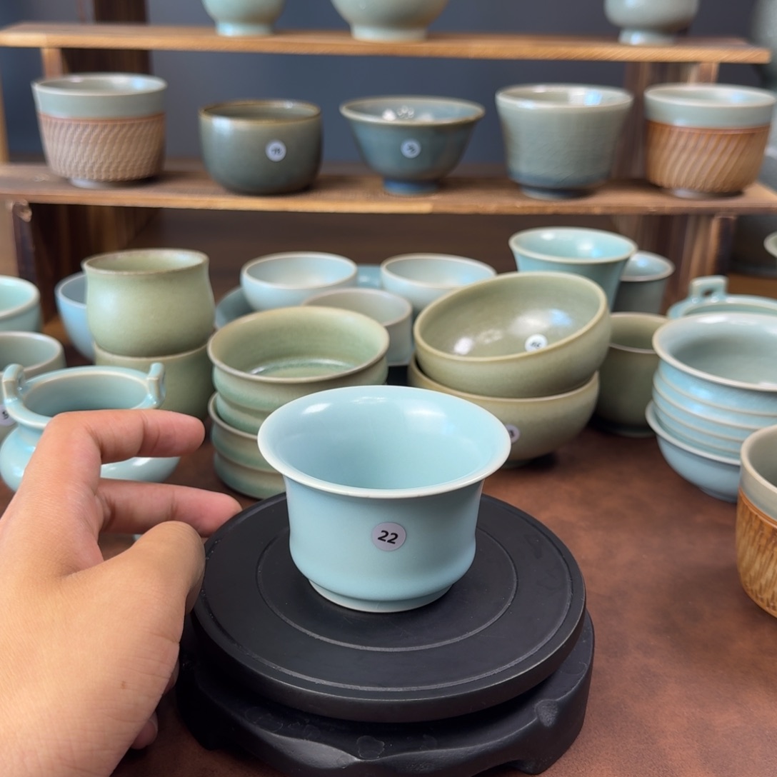 其他瑕疵仿古天青马蹄杯22号