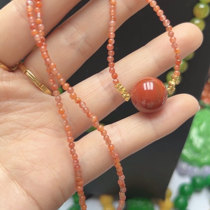 玛瑙/玉髓合金珠宝奇石项链13