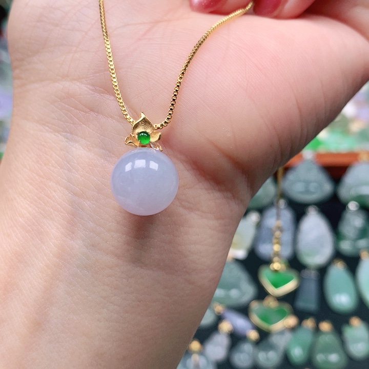 吊坠(不含链)18K金镶嵌翡翠