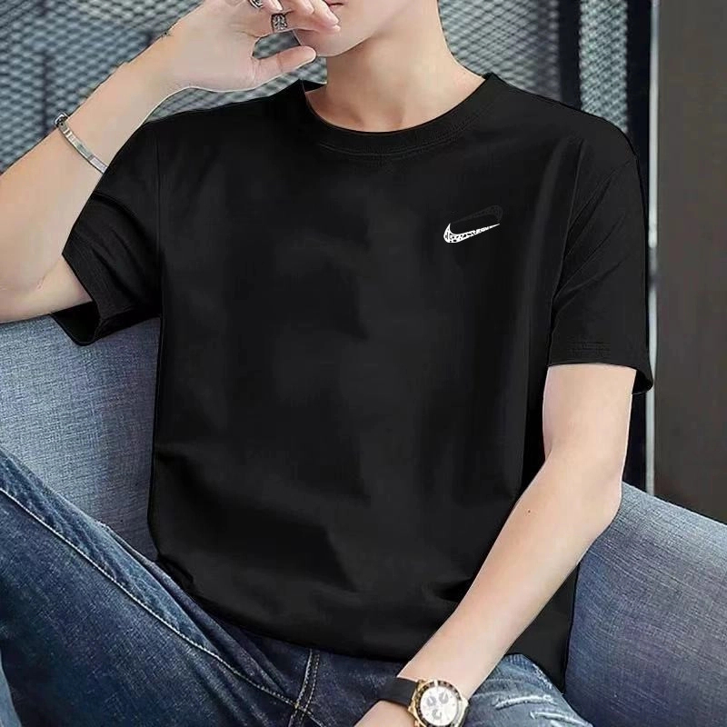 naike精选纯棉短袖男士夏季圆领宽松休闲时尚半袖情侣百搭纯色t恤