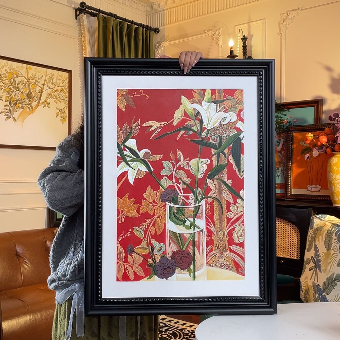 竖款竖幅60乘80新品花卉